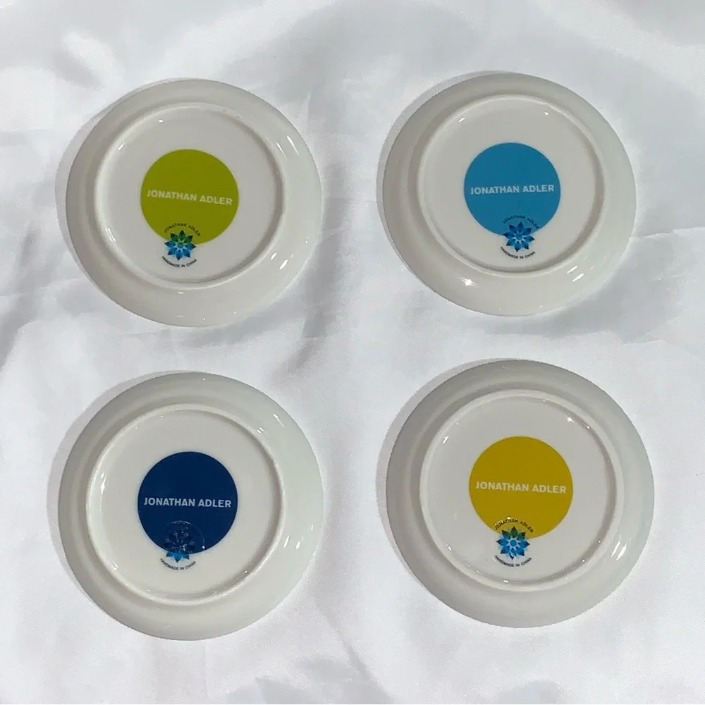 NIB authentic JONATHAN ADLER multi color ZEBRA porcelain COASTER SET (4pcs)
